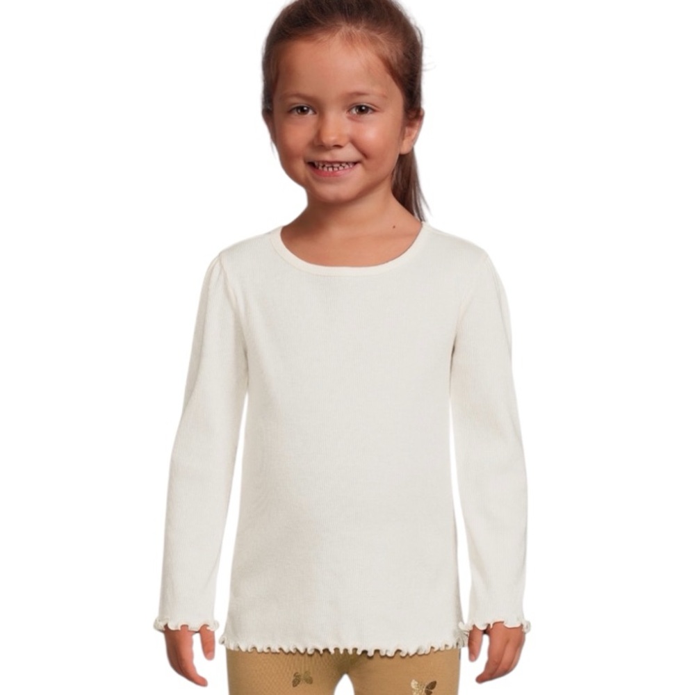 Garanimals cream long sleeve lettuce trim baby girl shirt